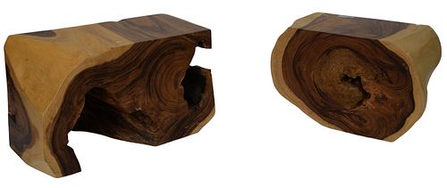 PAIR OF MODERN FREEFORM LOG END