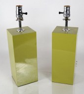 PAIR OF MODERN GREEN LACQUER L