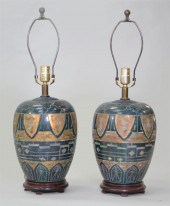 PAIR OF MODERN LAPIS GROUND CE