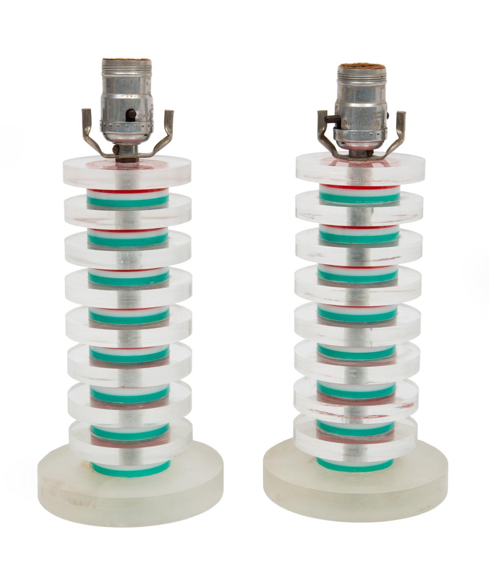 PAIR OF MODERN LUCITE TABLE