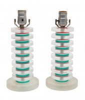 PAIR OF MODERN LUCITE TABLE LA