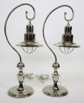 PAIR OF MODERN NICKEL OR CHROM