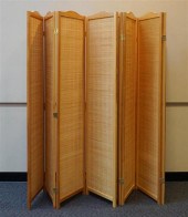 PAIR OF MODERN PINE FOUR-FOLD