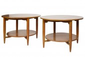 PAIR OF MODERN ROUND END TABLE