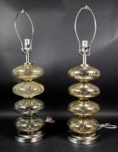 PAIR OF MODERN STACKED GLASS T