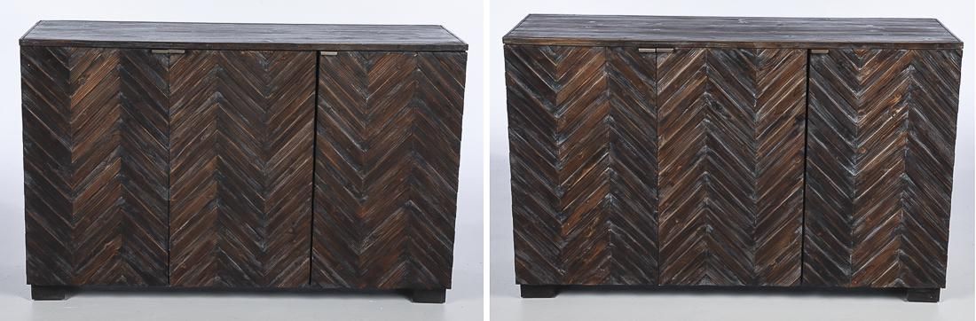 PAIR OF MODERN STAINED PINE SIDE