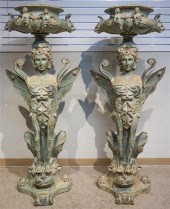 PAIR OF MODERN VERDIGRIS CAST