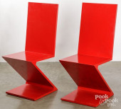 PAIR OF MODERN ZIG-ZAG CHAIRS<
