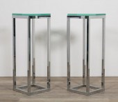 PAIR OF MODERNIST CHROME & GLA