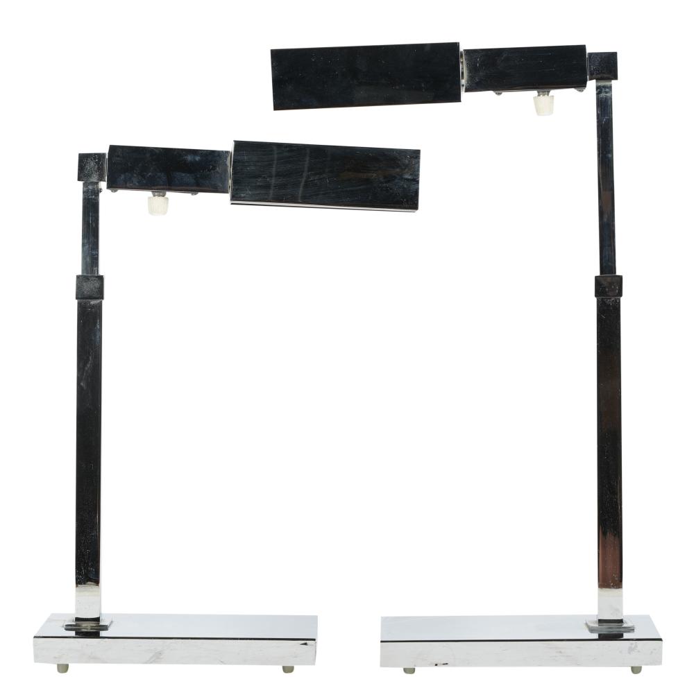 PAIR OF MODERNIST CHROME TABLE