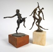 PAIR OF MODERNIST NUDE BRONZES