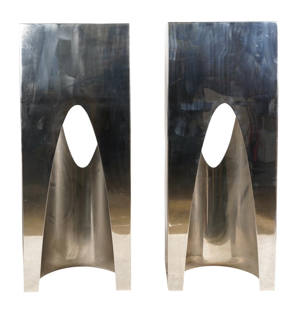 PAIR OF MODERNIST POLISHED METAL