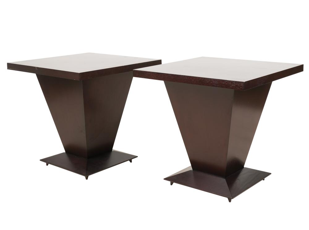 PAIR OF MODERNIST STAINED WOOD SIDE