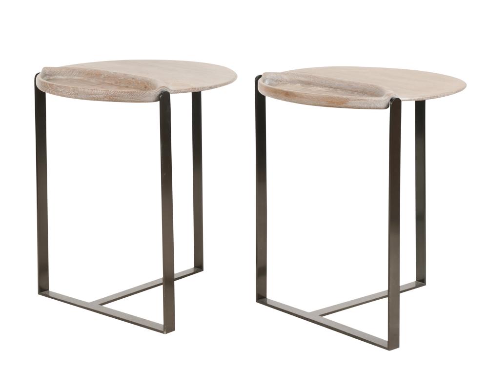 PAIR OF MODERNIST WOOD AND METAL