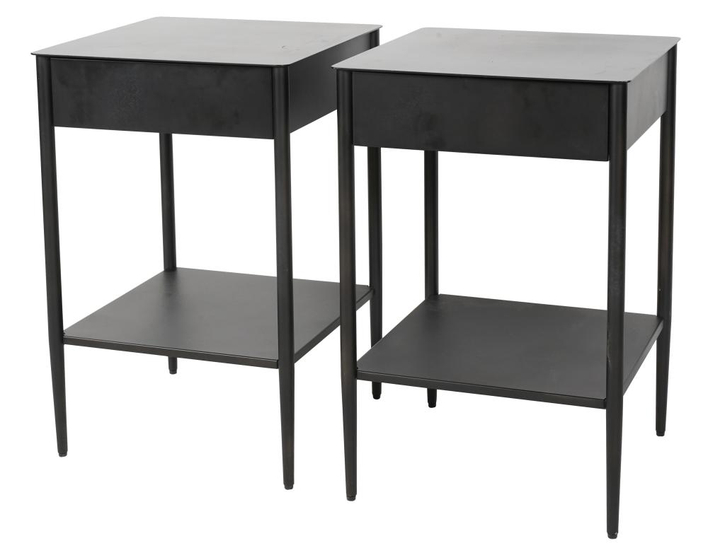 PAIR OF MODERNST METAL END