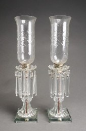 PAIR OF MOLDED GLASS LUSTRES,
