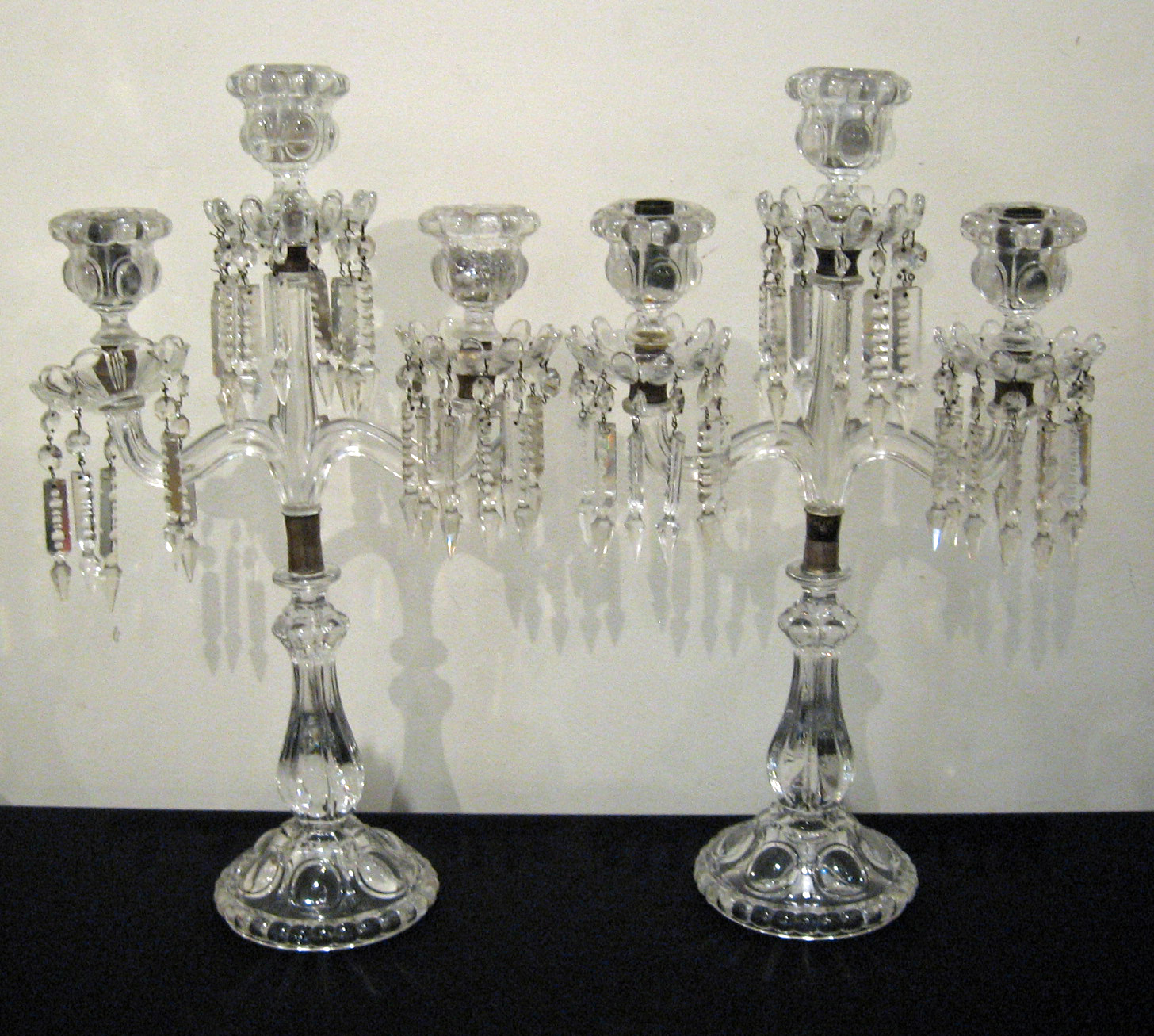 Pair of molded glass three-light