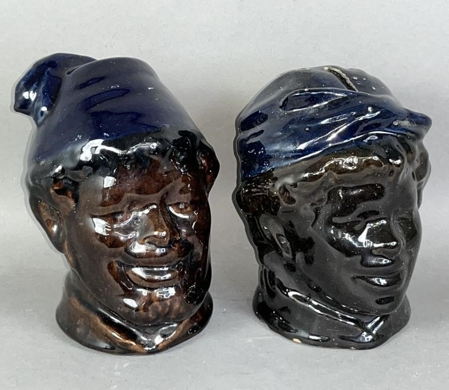 PAIR OF MOLDED REDWARE "BLACK
