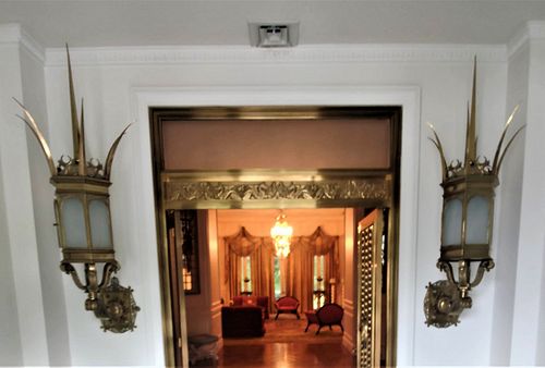 PAIR OF MONUMENTAL BRASS AND BRONZE
