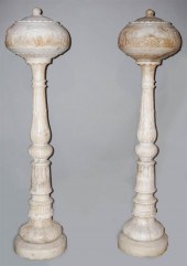PAIR OF MONUMENTAL CARVED STAN