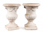 PAIR OF MONUMENTAL CARVED STON