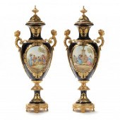 PAIR OF MONUMENTAL COBALT SEVR