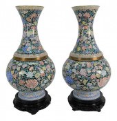 PAIR OF MONUMENTAL ENAMELED VA