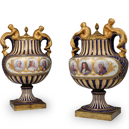 PAIR OF MONUMENTAL SEVRES ROYAL