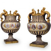 PAIR OF MONUMENTAL SEVRES ROYA
