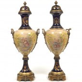 PAIR OF MONUMENTAL SEVRES STYL