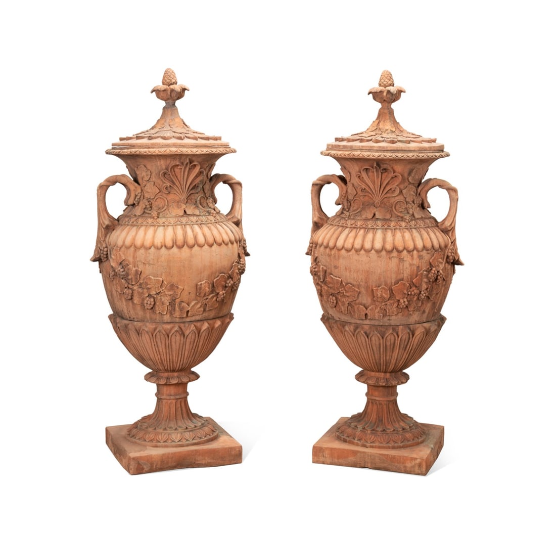 PAIR OF MONUMENTAL TERRA COTTA
