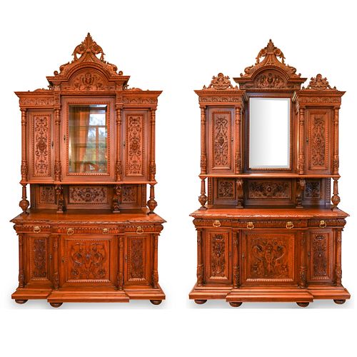 PAIR OF MONUMENTAL WALNUT