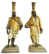 Pair of Moorish cold painted w