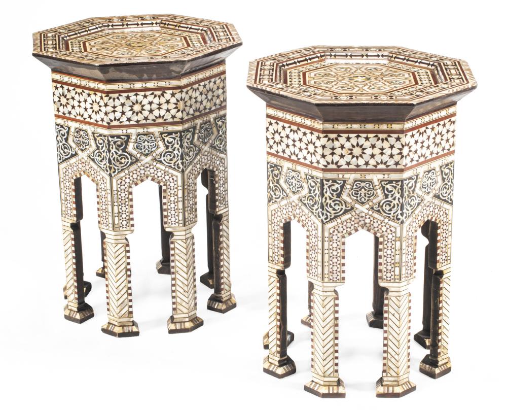 PAIR OF MOORISH INLAID HARDWOOD