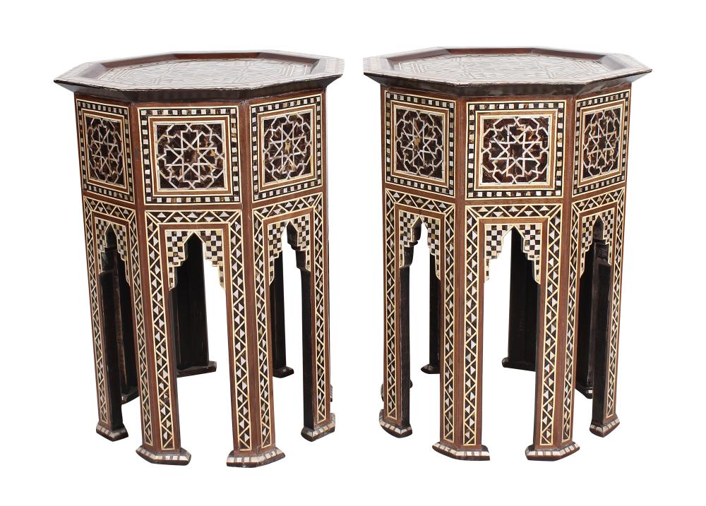 PAIR OF MOORISH INLAID OCTAGONAL