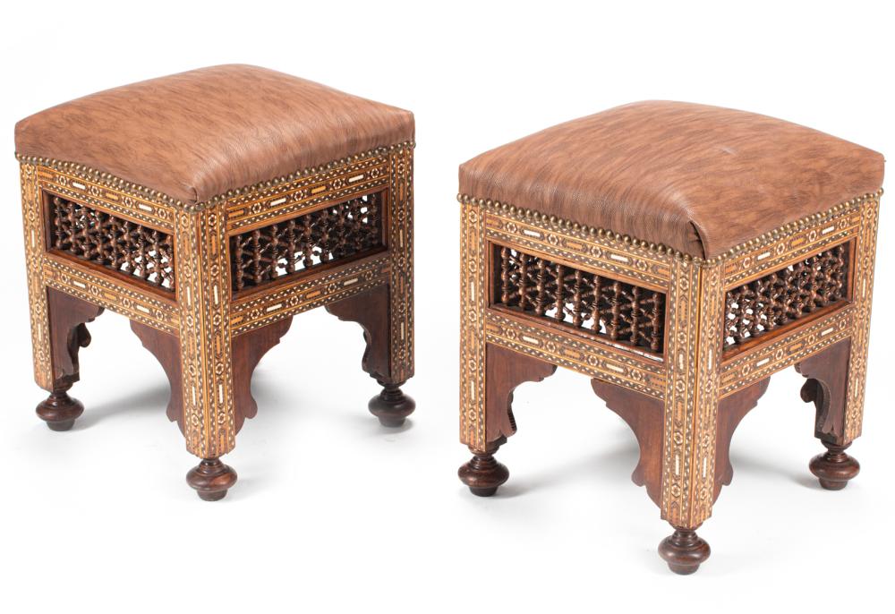 PAIR OF MOORISH MOSAIC INLAID