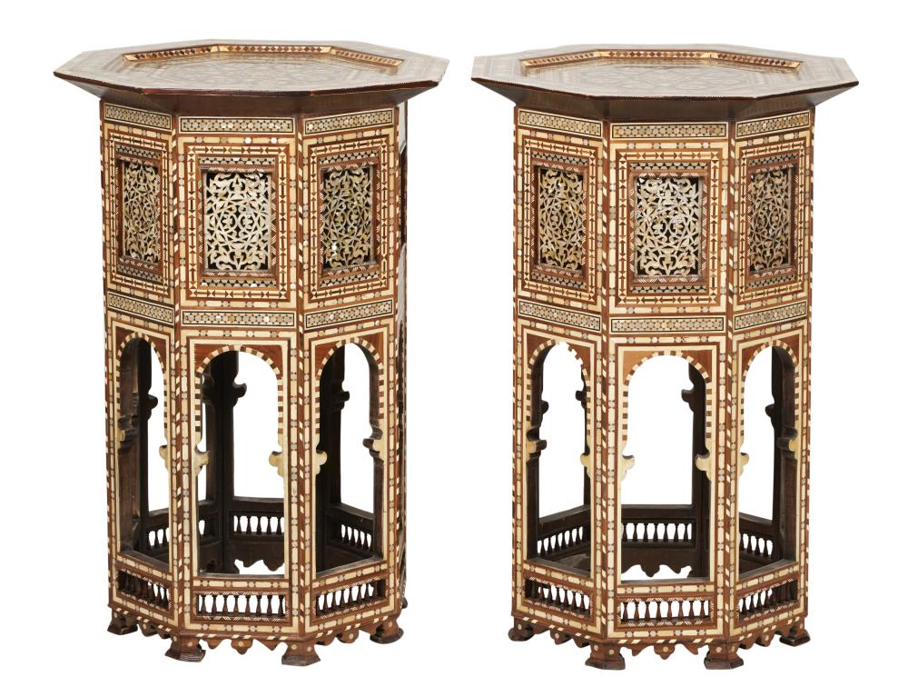 PAIR OF MOORISH-STYLE MARQUETRY AND