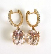 PAIR OF MORGANITE AND DIAMOND