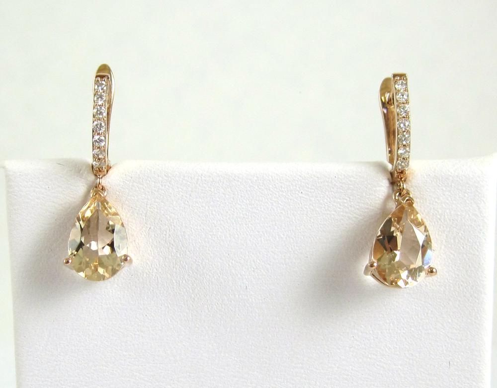 PAIR OF MORGANITE AND DIAMOND