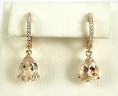 PAIR OF MORGANITE AND DIAMOND