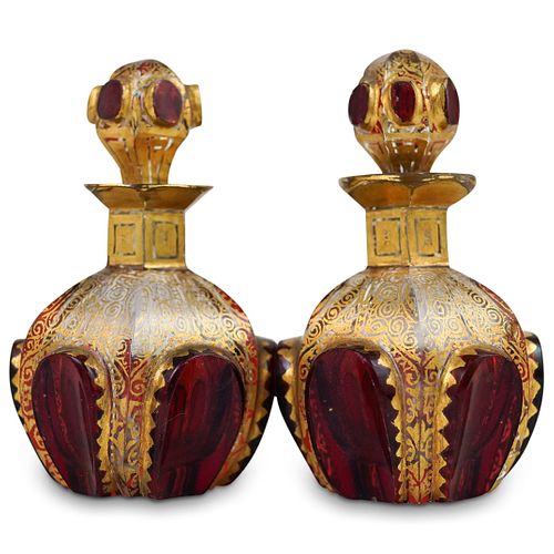 PAIR OF MOSER GLASS PERFUME