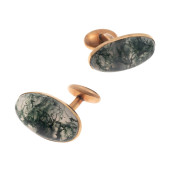 PAIR OF MOSS AGATE, 10K ROSE G