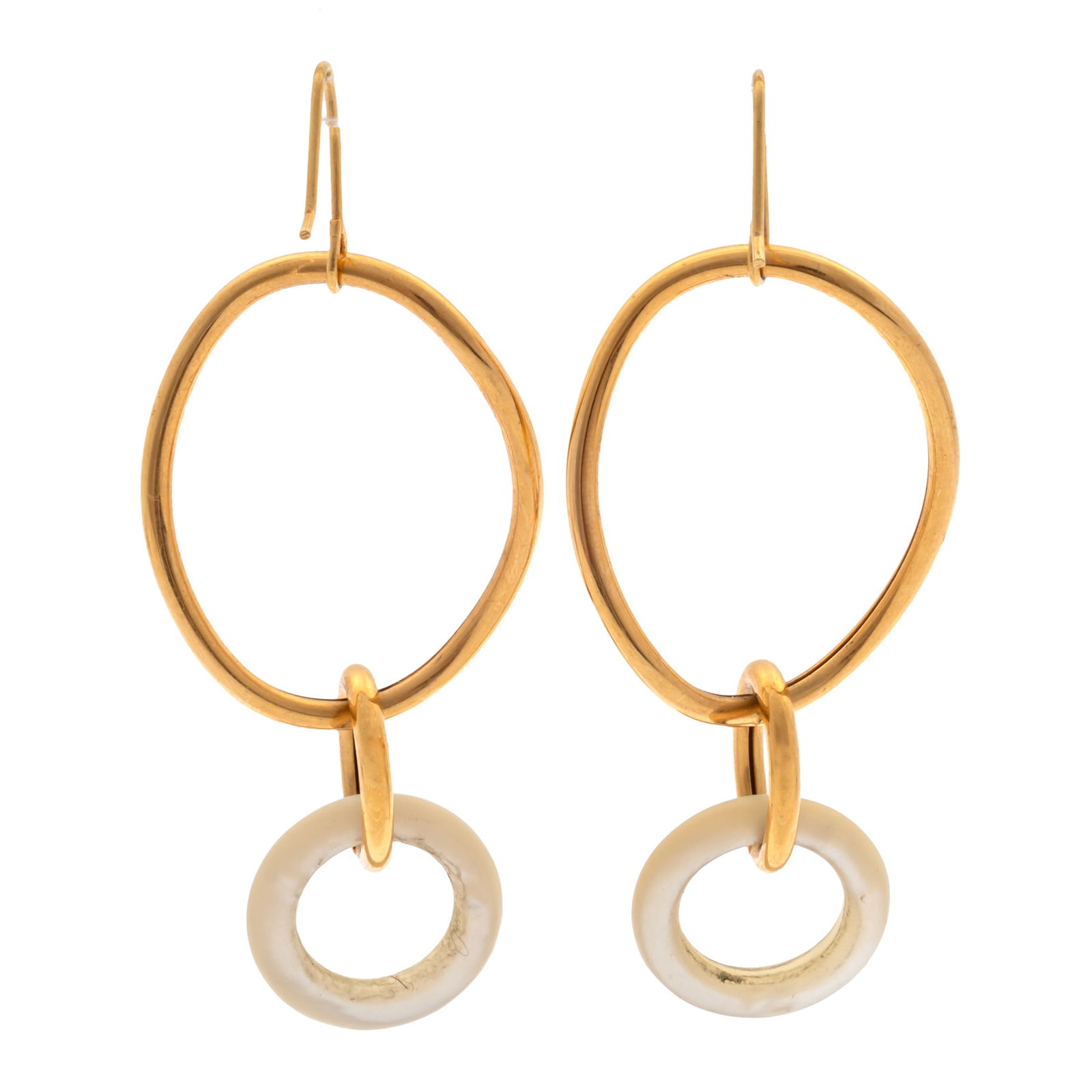 PAIR OF MOTHER-OF-PEARL, 18K