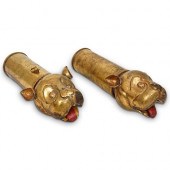 PAIR OF MUGHAL GILT BRONZE PAL