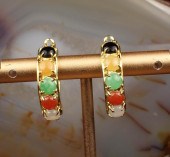 PAIR OF MULTI COLOR JADE HOOP
