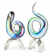 PAIR OF MURANO ART GLASS SCULP