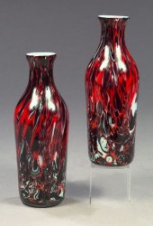 Pair of Murano Cased Scarlet,