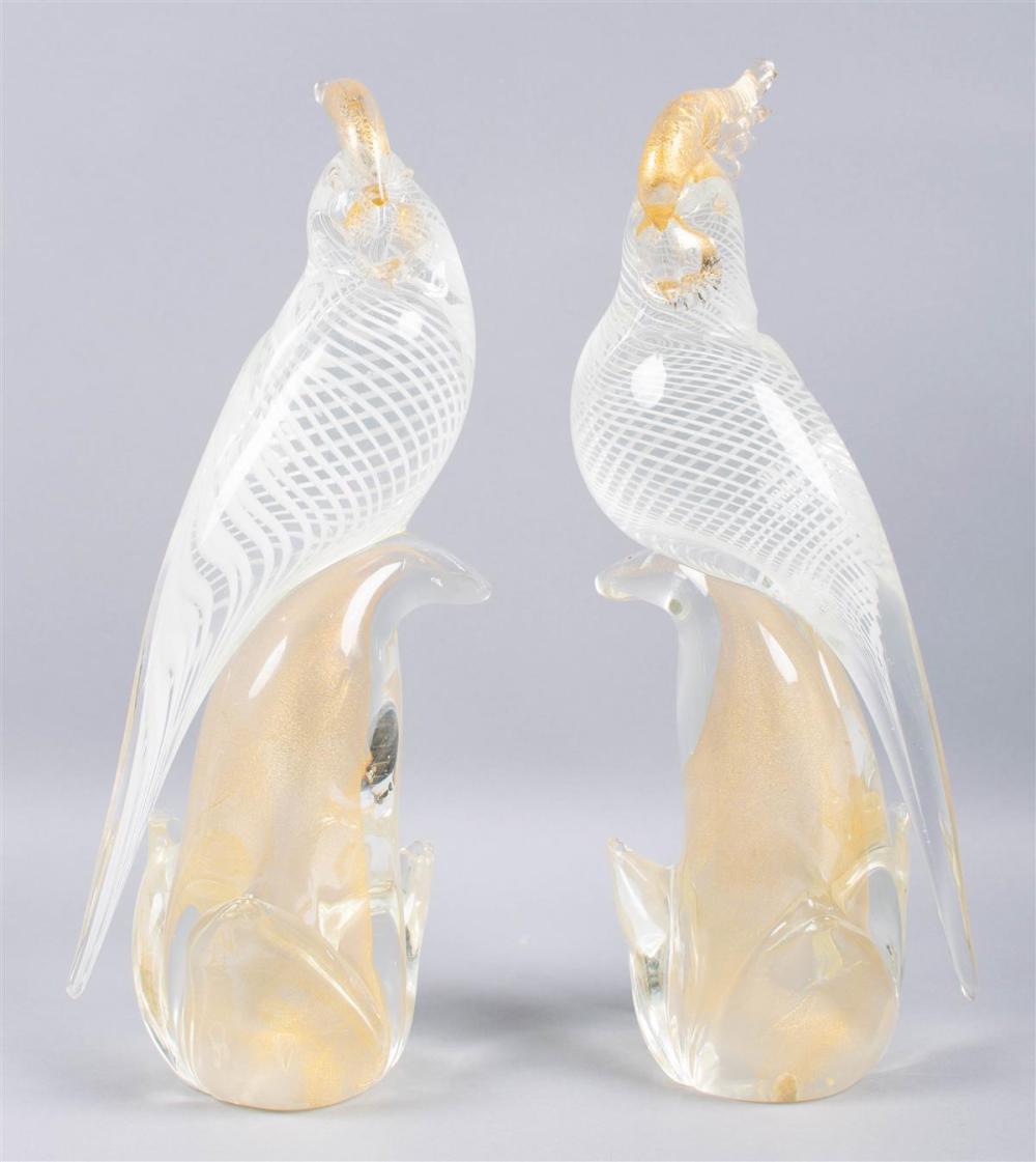 PAIR OF MURANO GILT AND WHITE