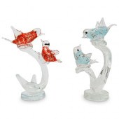 PAIR OF MURANO GLASS BIRDSDESC