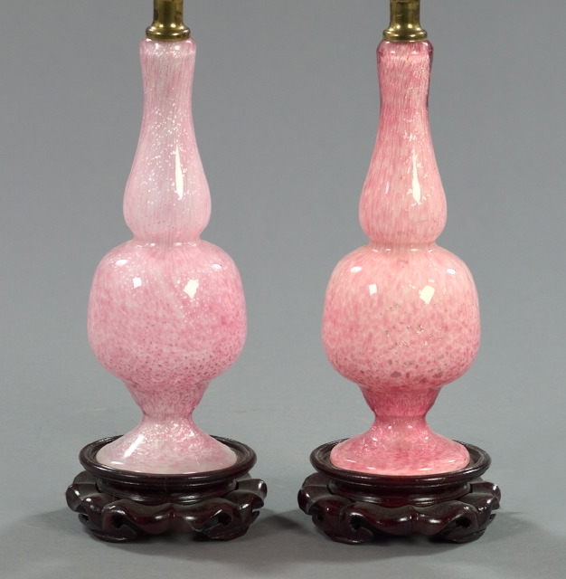 Pair of Murano Silver Leaf-Spangled